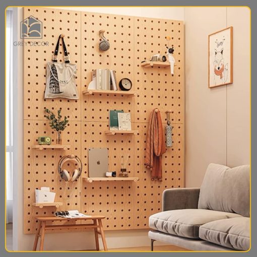 Bảng Pegboard gỗ treo tường đa năng KTT04