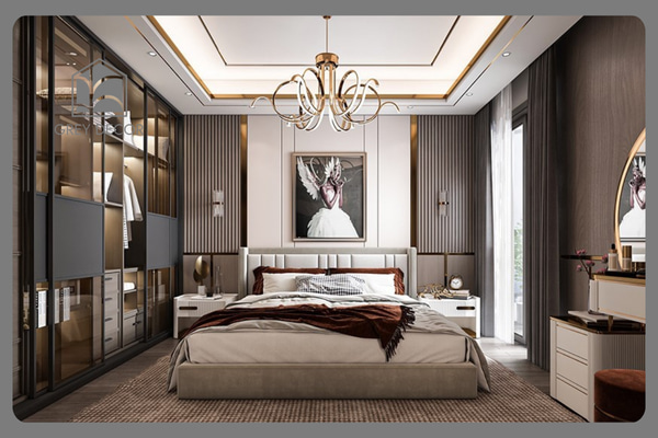 Phòng ngủ 20m2 phong cách Luxury sang trọng